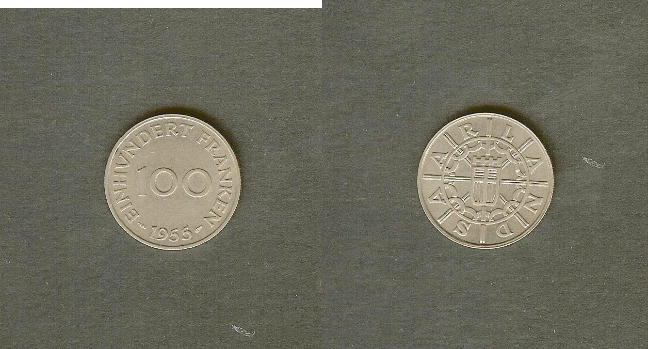Saarland 100 franken 1955 Unc